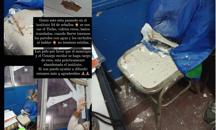 F. Varela: Parte del cieloraso cayó sobre una alumna en el ISDF Nº 54, el cuerpo de delegados pide un nuevo edificio